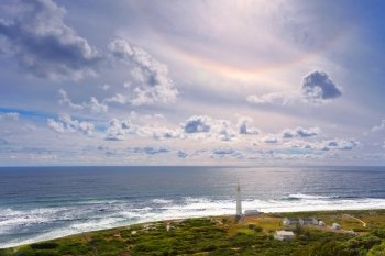 South Africa landscape, beacon on the Cape of Good Hope, famous touristic place, beautiful panorama of Atlantic Ocean
