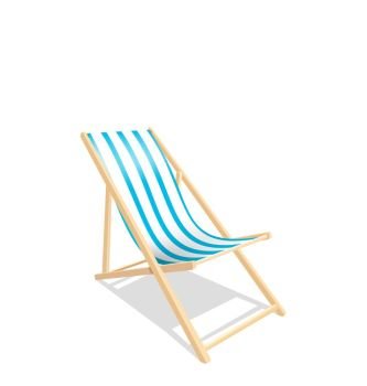 Wooden Beach Chaise Longue Isolated on White Background. Illustration Wooden Beach Chaise Longue Isolated on White Background - Vector