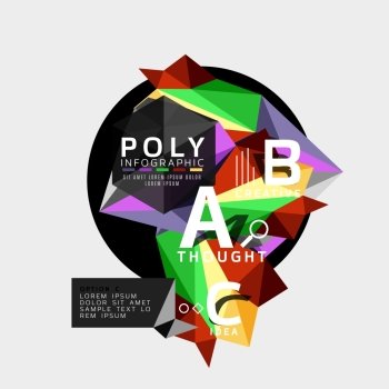 Vector low poly geometric infographics. Vector abstract low poly geometric infographics