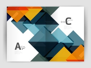 Vector modern geometric annual report cover. Vector modern geometric annual report cover. Modern business brochure or leaflet A4 cover template. Abstract background with color triangles, annual report print backdrop. Vector design for workflow layout, diagram, number options or web design