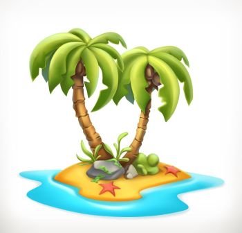 Tropical island, 3d vector icon
