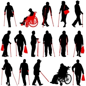 Set ilhouette of disabled people on a white background. Vector illustration. Set ilhouette of disabled people on a white background. Vector illustration.