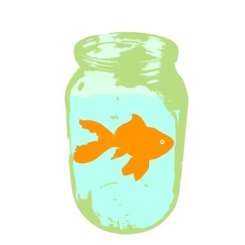 Color silhouette of aquarium fish in a jar with water on white background. Color silhouette of aquarium fishin a jar with water on white background.