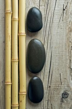 Pebble stones and bamboo stalks