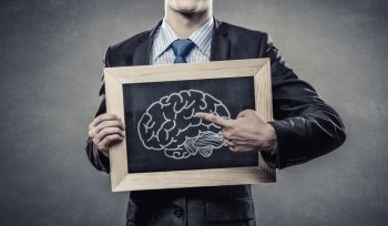 Your mind opportunities. Close up of man holding chalkboard with ideas