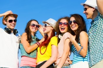 Group of young people. Image of young people having fun. Summer vacation