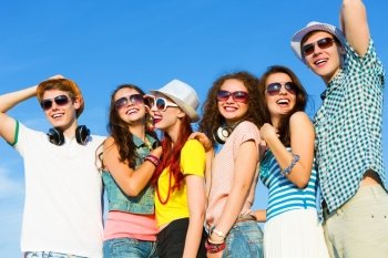 Group of young people. Image of young people having fun. Summer vacation