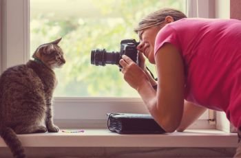 cat and photographer
