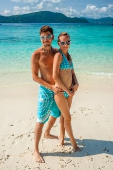 Couple on a tropical beach at Thailand