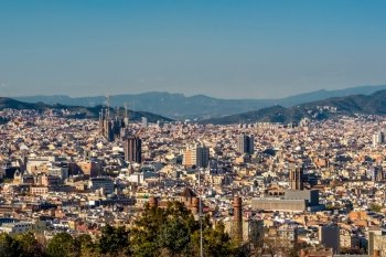 Barcelona cityscape overlook. Barcelona cityscape overlook from Montjuic
