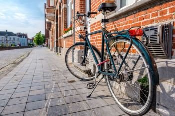Bruges (Brugge) cityscape with bike, Flanders, Belgium