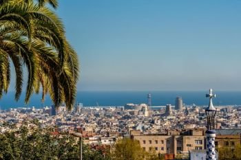 Barcelona cityscape overlook from Park Guell