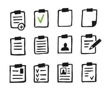 Icons set of hand draw style file. Vector illustration