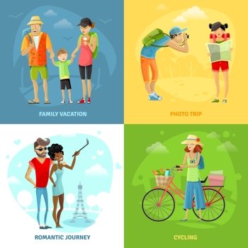 Traveling Concept Icons Set . Traveling concept icons set with photo trip and romantic journey symbols cartoon isolated vector illustration 