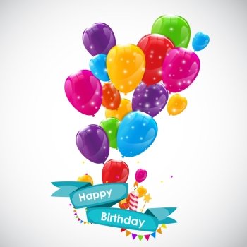 Happy Birthday Card Template with Balloons Vector Illustration EPS10. Happy Birthday Card Template with Balloons Vector Illustration