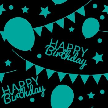 Happy Birthday Background with Balloons, Flags and Stars. Simple Holiday Seamless Pattern. Vector Illustration EPS10