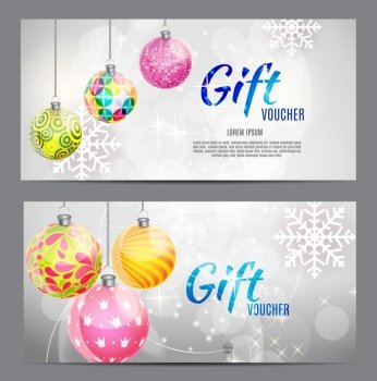 Christmas and New Year Gift Voucher, Discount Coupon Template Vector Illustration EPS10. Christmas and New Year Gift Voucher, Discount Coupon Template Ve