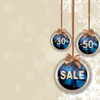 Christmas and New Year Sale Background, Discount Coupon Template. Vector Illustration EPS10. Christmas and New Year Sale Background, Discount Coupon Template