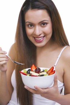Portrait of woman with a bowl of cereal