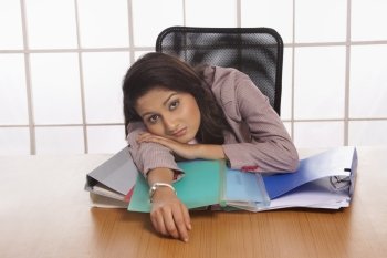 Businesswoman tired with work pressure