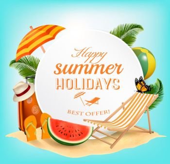  Summer vacation concept background. Vector. 