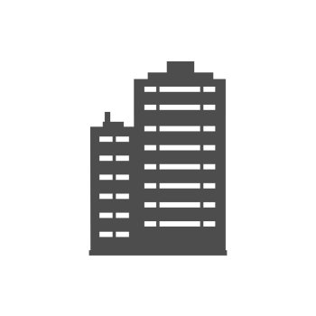 Icons of real estate commercial, residential and industrial black isolated flat building, house, home web button vector illustration