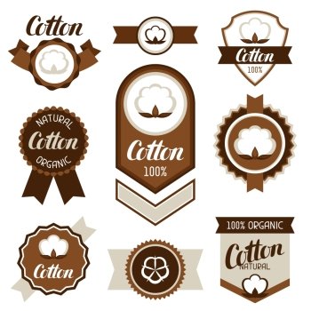 Cotton badges banners and emblems. Clothing labels.