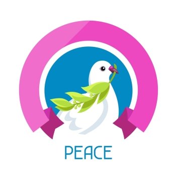 White dove of peace bears olive branch. White dove of peace bears olive branch.