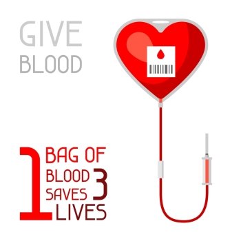 1 bag of blood saves 3 lives. Medical and healthcare concept. 1 bag of blood saves 3 lives. Medical and healthcare concept.