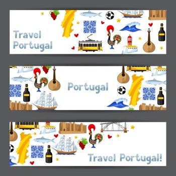 Portugal banners. Portuguese national traditional symbols and objects. Portugal banners. Portuguese national traditional symbols and objects.
