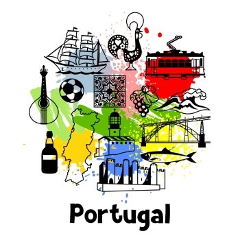 Portugal print design. Portuguese national traditional symbols and objects. Portugal print design. Portuguese national traditional symbols and objects.