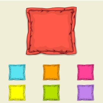 Bed pillow templates. Set of multicolored pillows. Sketch illustration. Bed pillow templates. Set of multicolored pillows. Sketch illustration.