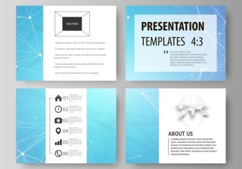 Set of business templates for presentation slides. Abstract vector layouts in flat design. Chemistry pattern, connecting lines and dots, molecule structure, medical DNA research. Medicine concept.. Set of business templates for presentation slides. Easy editable abstract vector layouts in flat design. Chemistry pattern, connecting lines and dots, molecule structure, medical DNA research. Medicine concept.