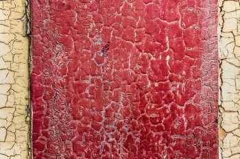 Old red beige cracked paint concrete wall , texture background