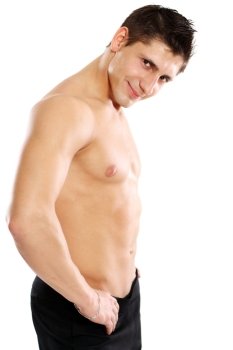 Studio portrait of a muscleman, beauty male body