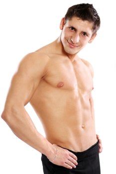 Studio portrait of a muscleman, beauty male body