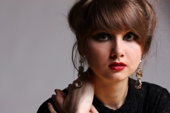 Make-up, portrait of sexy caucasian young woman with beautiful eyes