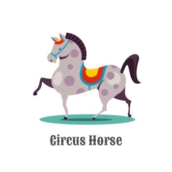 A trained circus horse vector illustration isolated on white background.