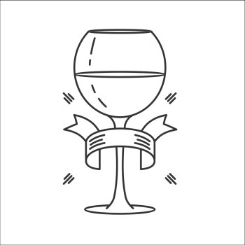 Glass of wine. Isolated on white background, vector icon.