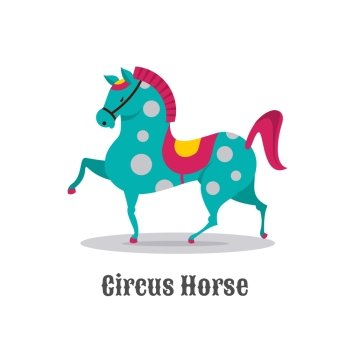 Trained circus horse, isolated on a white background.