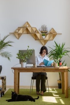 Woman working at modern office