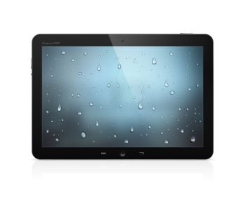 Realistic high detailed vector illustration of tablet computer with water drops wallpaper on screen isolated on white background