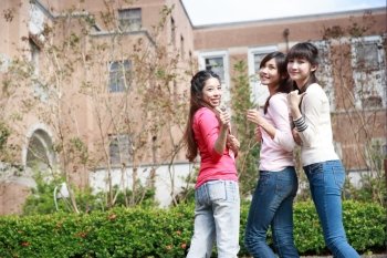 Asian young girls at campus