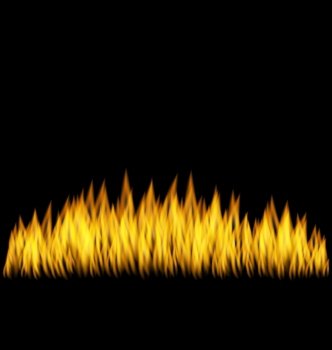 Realistic Fire Flame Isolated. Illustration Realistic Fire Flame Isolated on Black Background - Vector