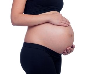 Pregnant in black isolated on a white background