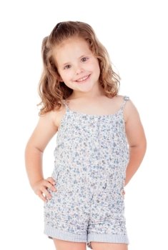 Cute little girl with three year old smiling on a white background 