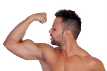 Strong biceps isolated on a white background