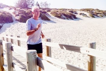 Healthy running man . Healthy running man on beach