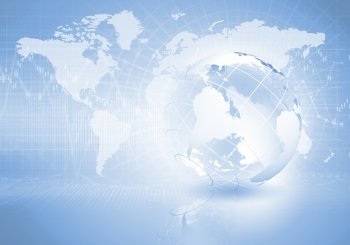 Globalization concept. Blue digital image of globe. Background image