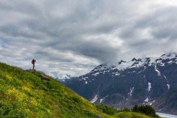 Hike in  Alaska at summertime